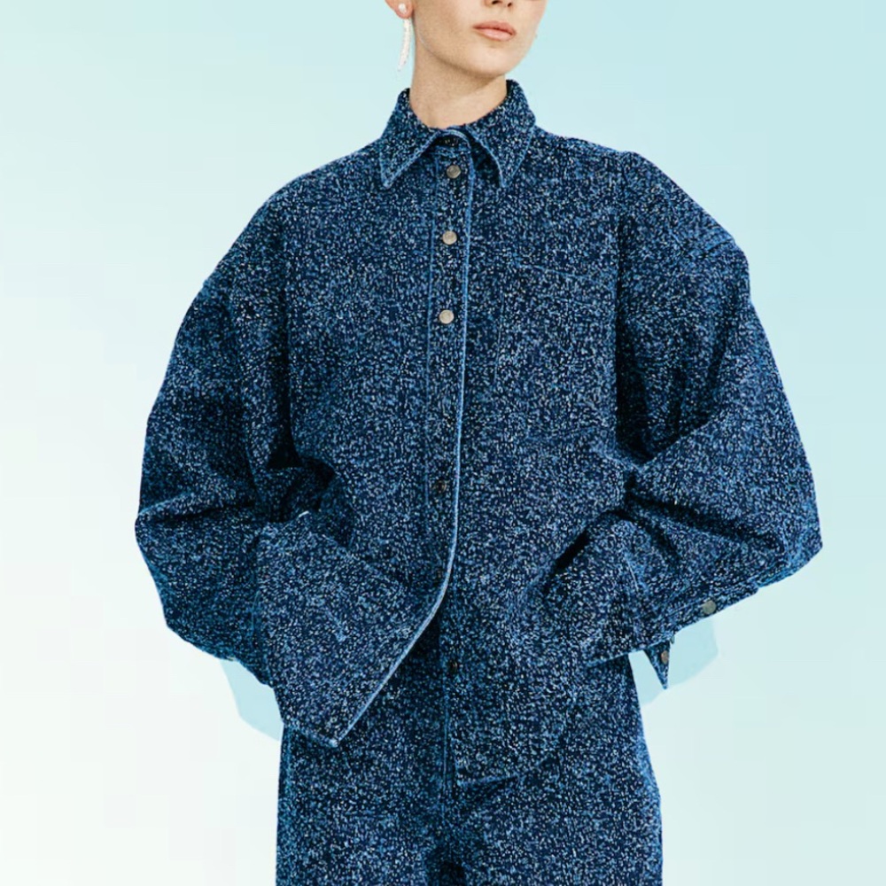 OVERSIZED BOUCLÉ DENIM JACKET
